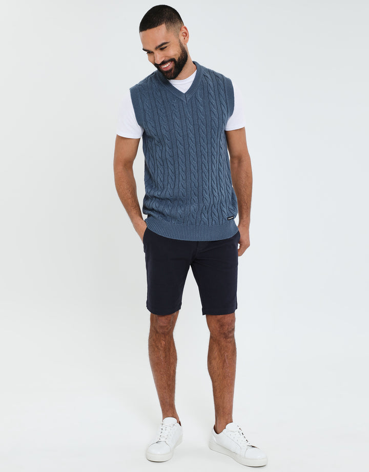 Denim Blue Cable Knit Vest
