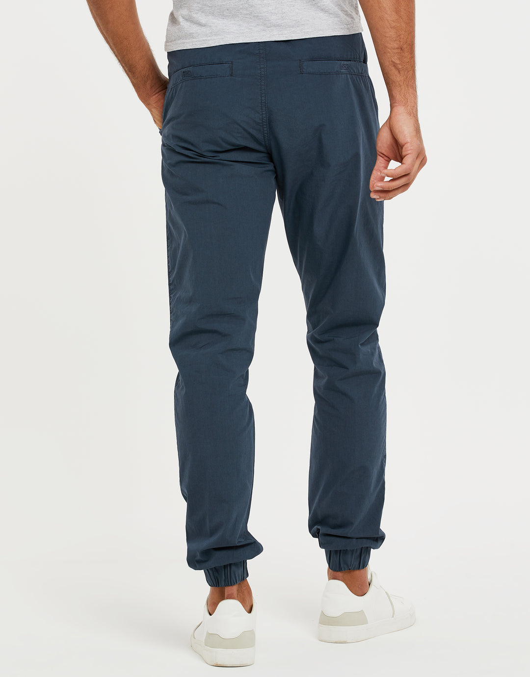Denim Blue Cuffed Jogger Style Trousers