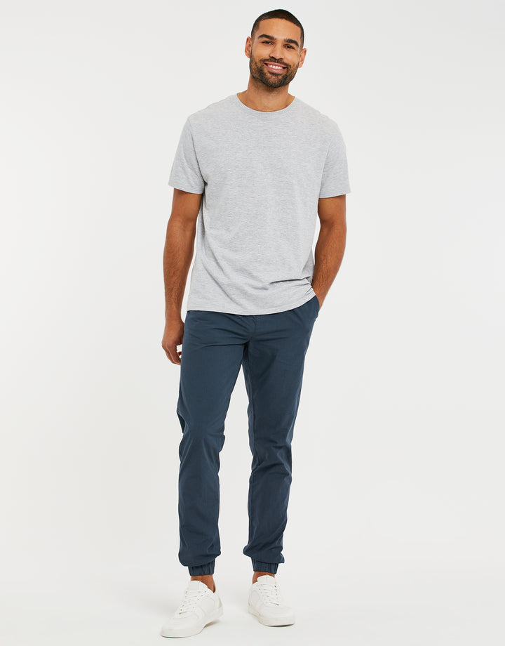 Denim Blue Cuffed Jogger Style Trousers