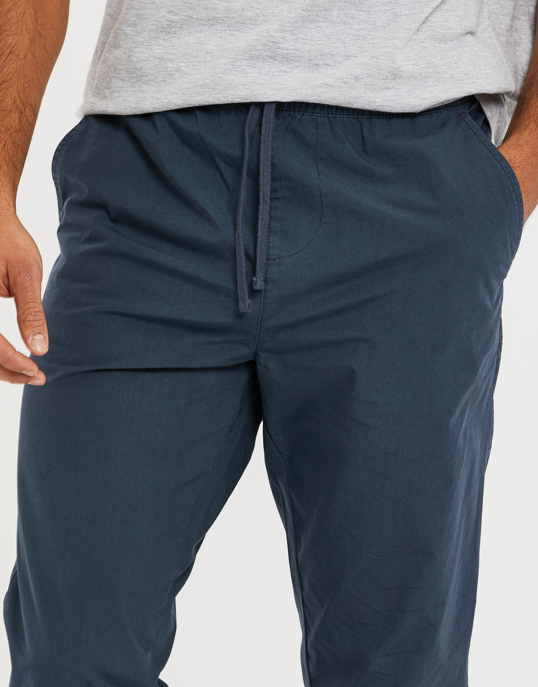 Denim Blue Cuffed Jogger Style Trousers