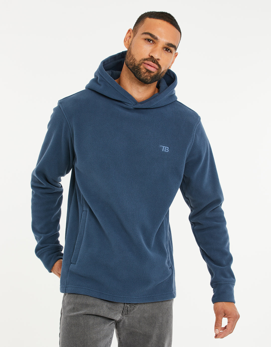 Denim Blue Microfleece Overhead Hoodie