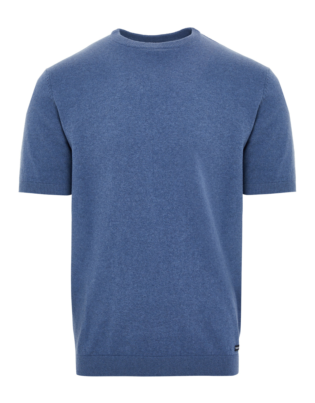 Denim Blue Round Neck Knitted T-Shirt