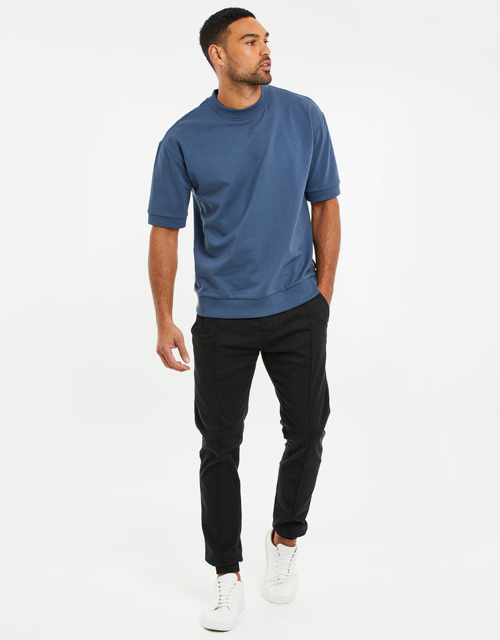 Denim Blue Short Sleeve Sweatshirt