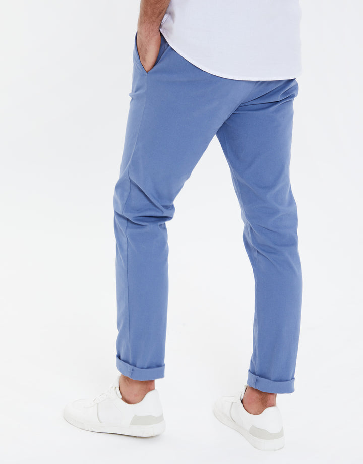 Denim Blue Stretch Chino Trousers