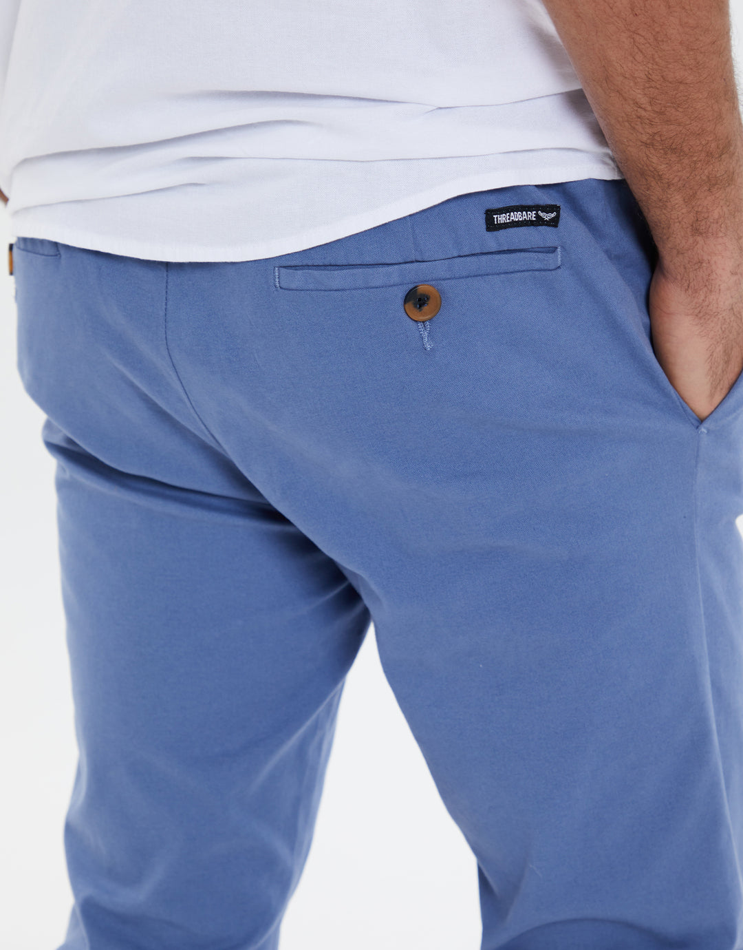 Denim Blue Stretch Chino Trousers