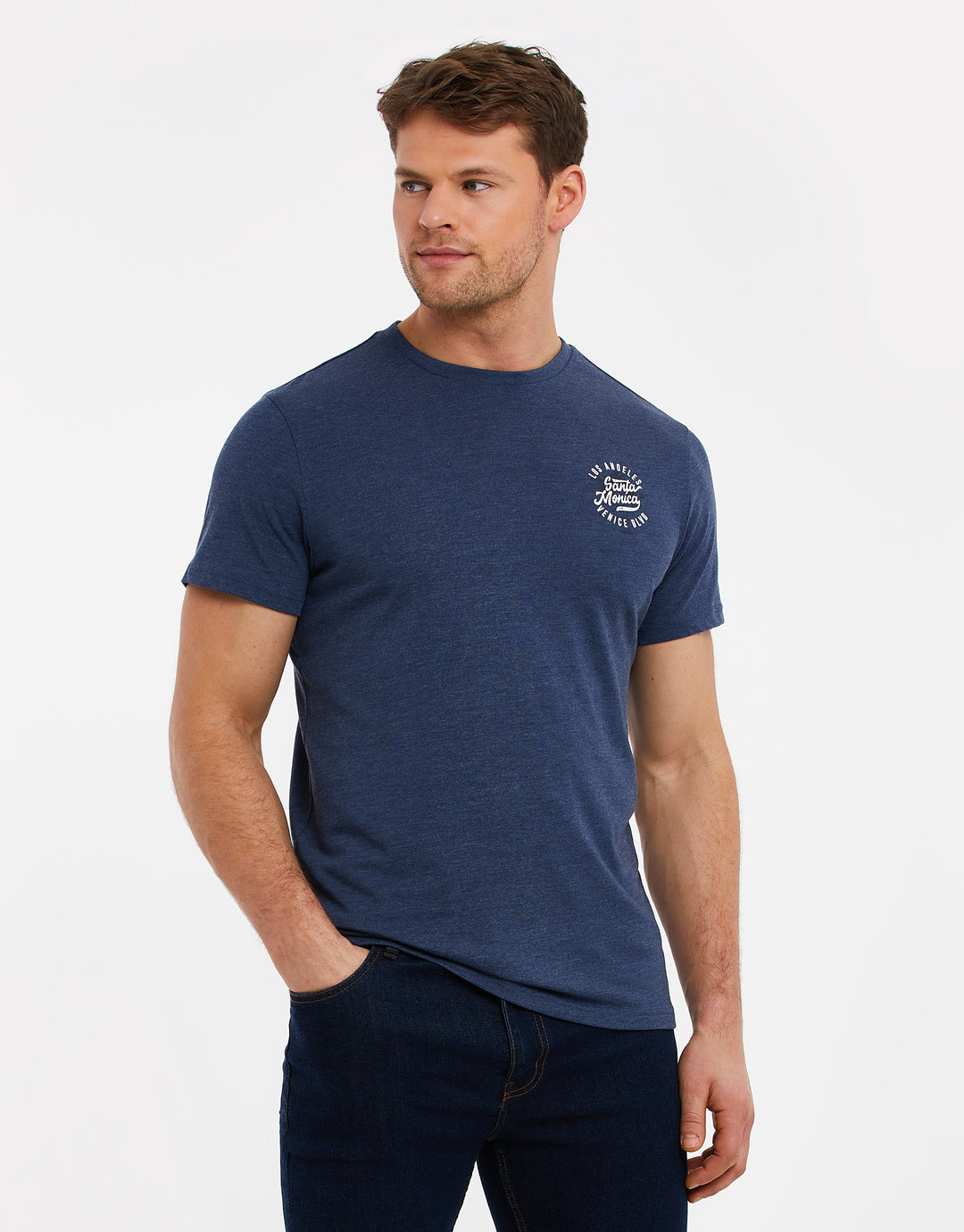 Denim Marl Blue Crew Neck T-Shirt