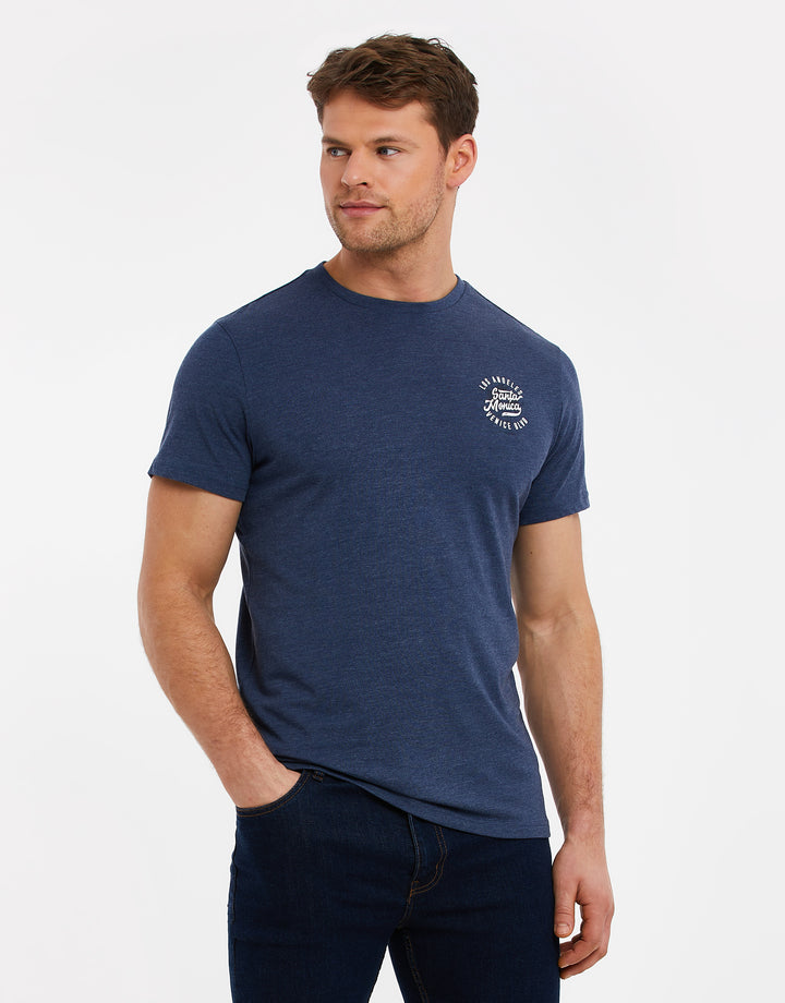 Denim Marl Blue Crew Neck T-Shirt