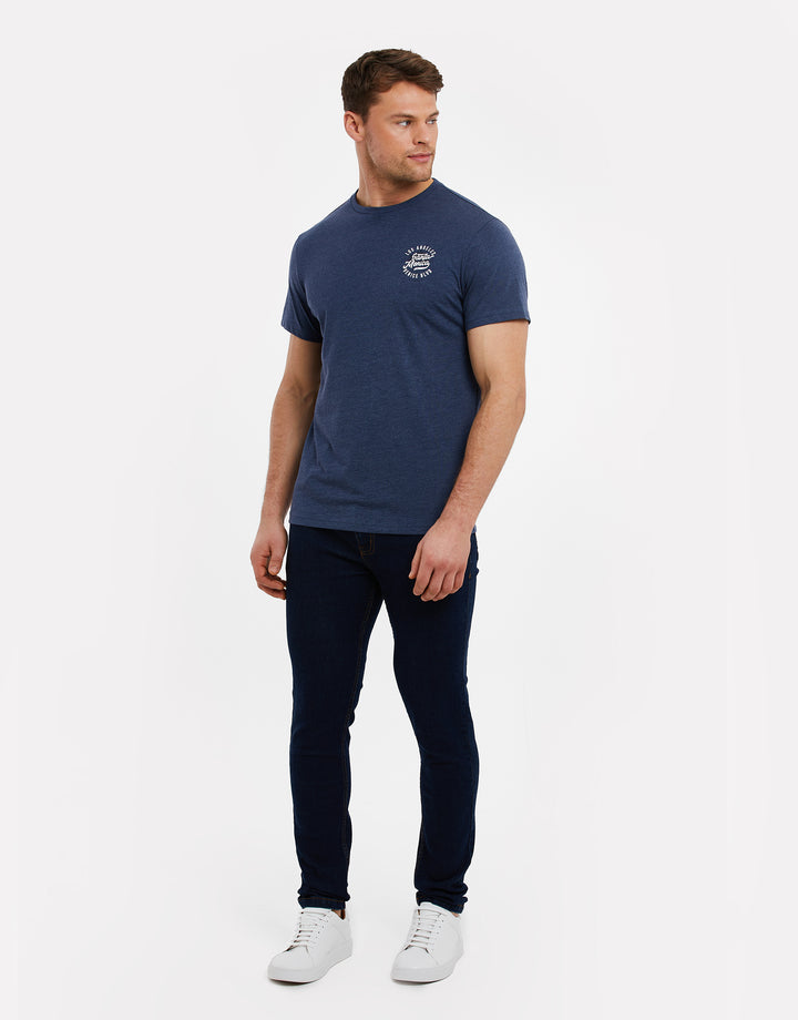 Denim Marl Blue Crew Neck T-Shirt