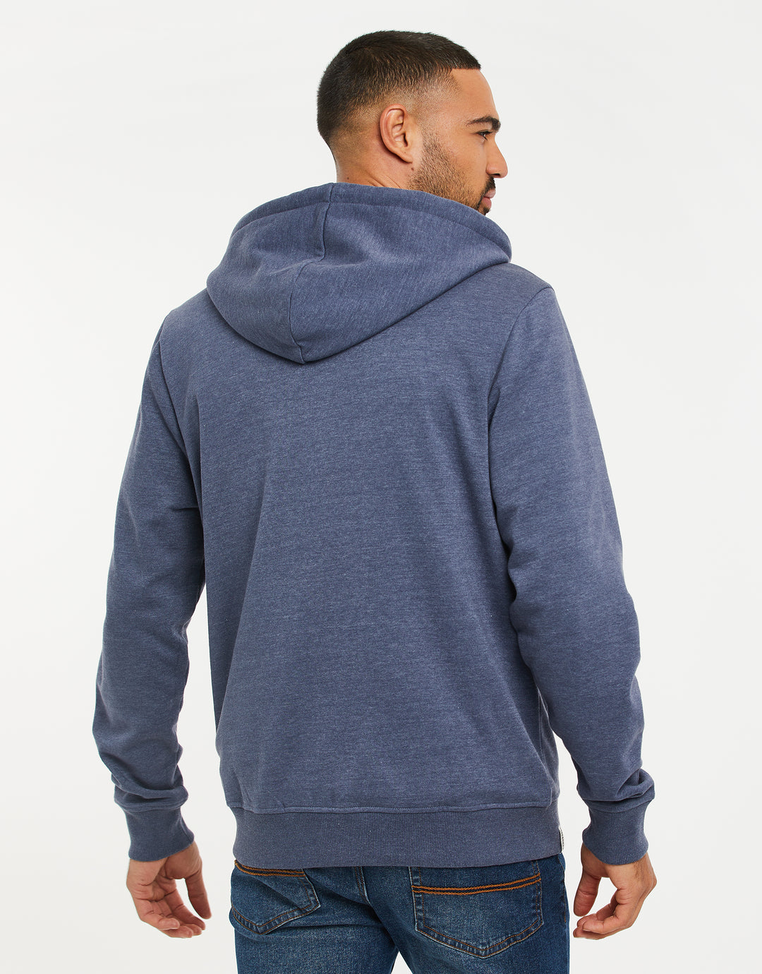 Denim Marl Blue Zip-Through Hoodie