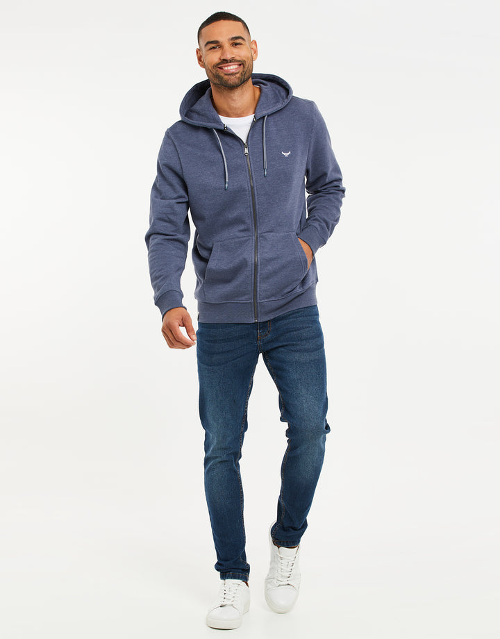 Denim Marl Blue Zip-Through Hoodie