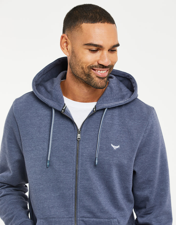 Denim Marl Blue Zip-Through Hoodie