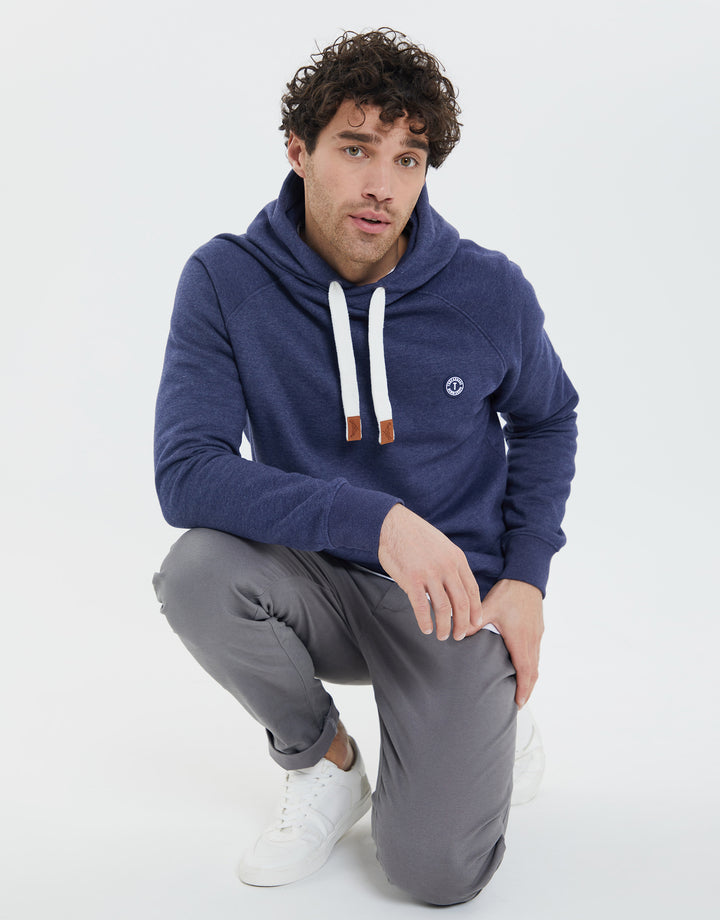 Denim Marl Blue Casual Overhead Hoodie