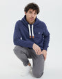 Denim Marl Blue Casual Overhead Hoodie