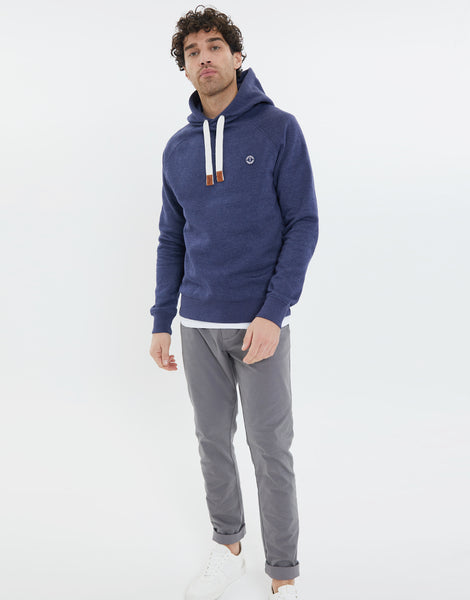 Men's Denim Marl Casual Raglan Pullover High Snood Neck Hoodie – Threadbare