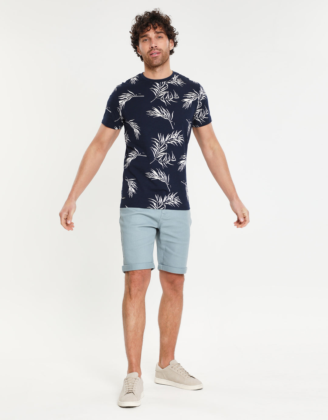 Duck Egg Blue Stretch Cotton Twill Chino Shorts