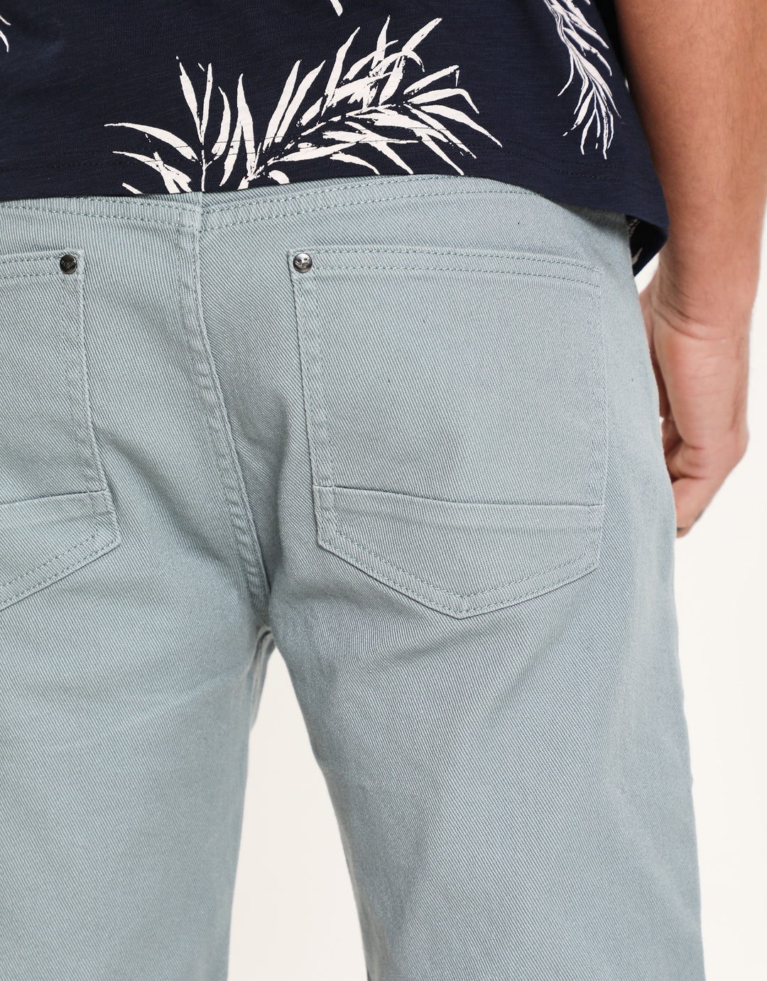 Duck Egg Blue Stretch Cotton Twill Chino Shorts