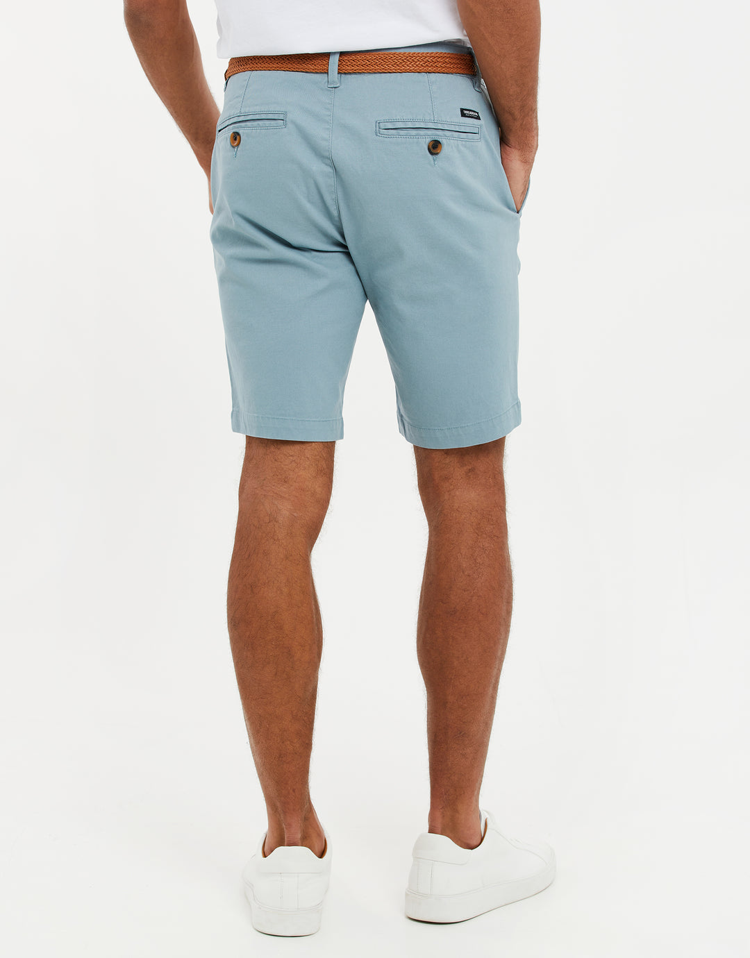 Duck Egg Blue Belted Chino Shorts