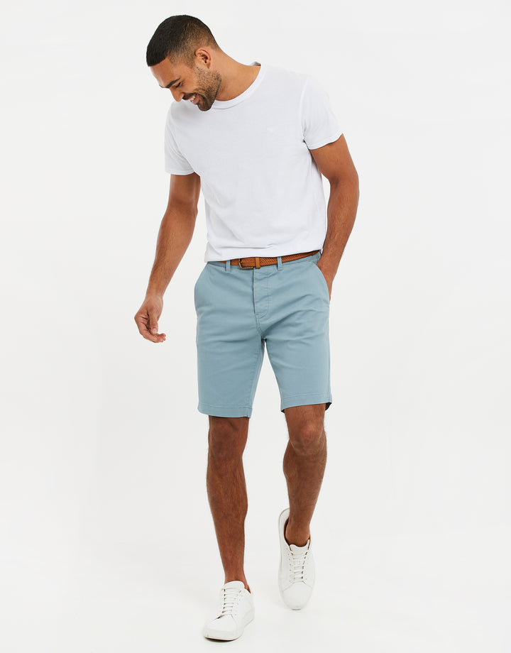 Duck Egg Blue Belted Chino Shorts