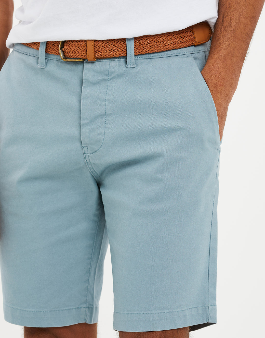 Duck Egg Blue Belted Chino Shorts