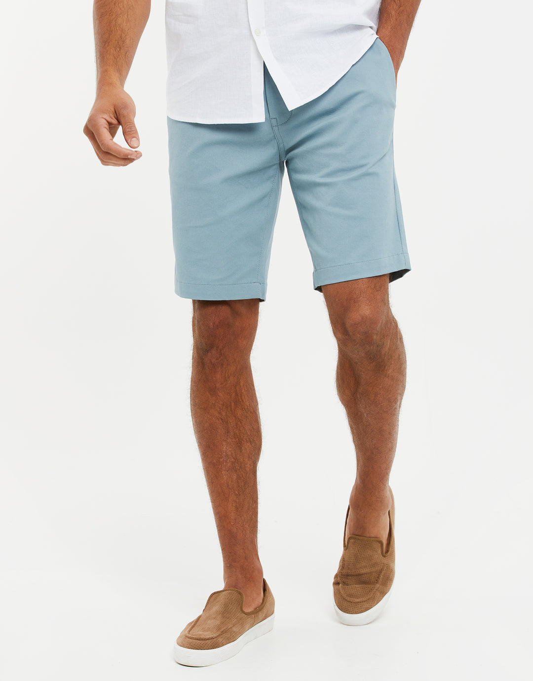 Duck Egg Blue Slim Fit Chino Shorts