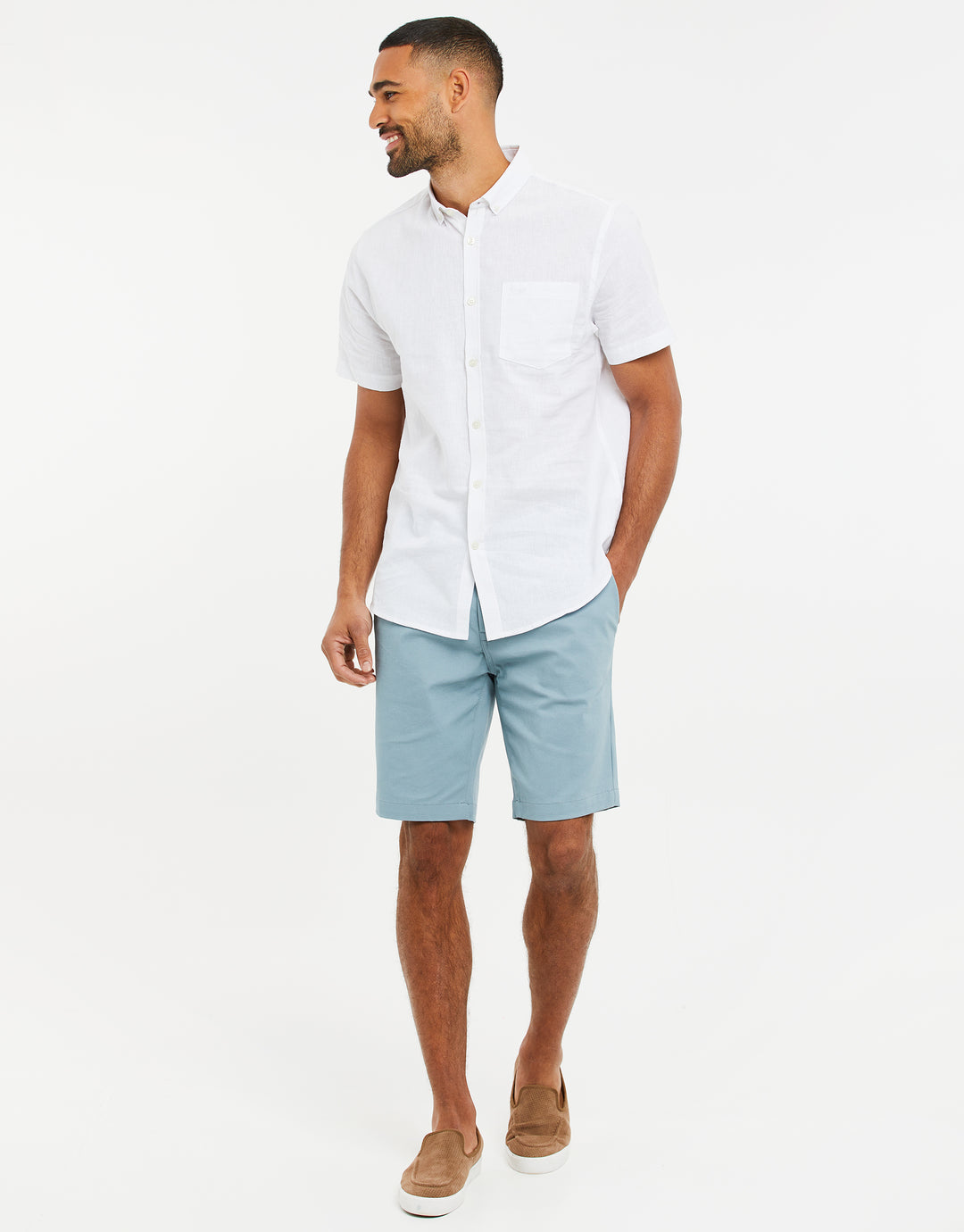 Duck Egg Blue Slim Fit Chino Shorts