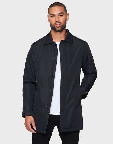 Threadbare Men's Black Collared Mac Coat