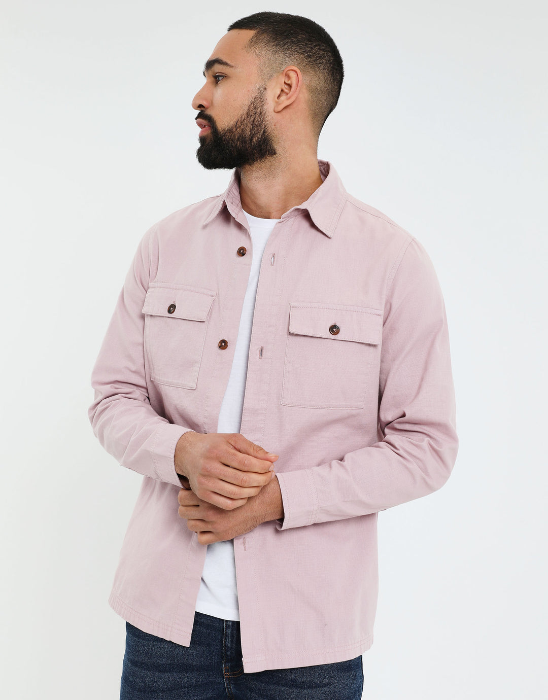 Dusky Pink Relaxed Fit Lightweight Shacket
