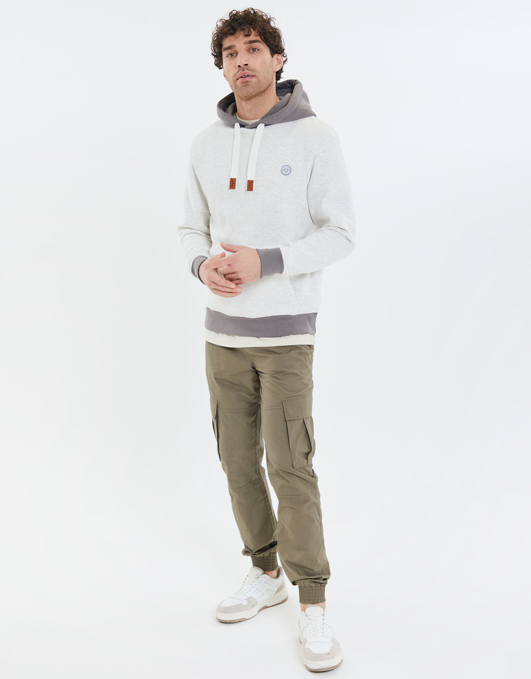 Ecru Marl Tonal Contrast Hoodie