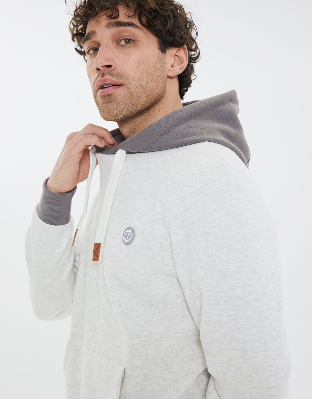 Ecru Marl Tonal Contrast Hoodie