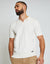 Ecru Open Revere Collar Knitted Polo Shirt