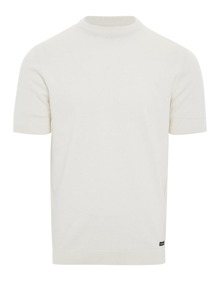 Ecru Round Neck Knitted T-Shirt