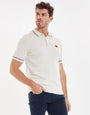 Ecru Tipping Button Collar Knitted Polo