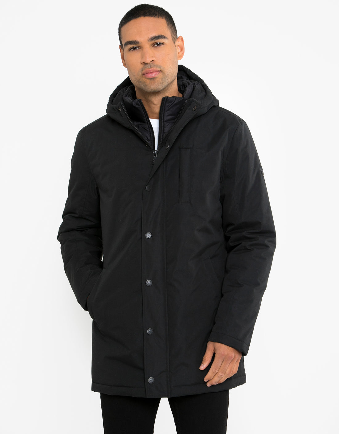 Mens Galbraith Black Plain Mock Layer Lightweight Jacket – Threadbare