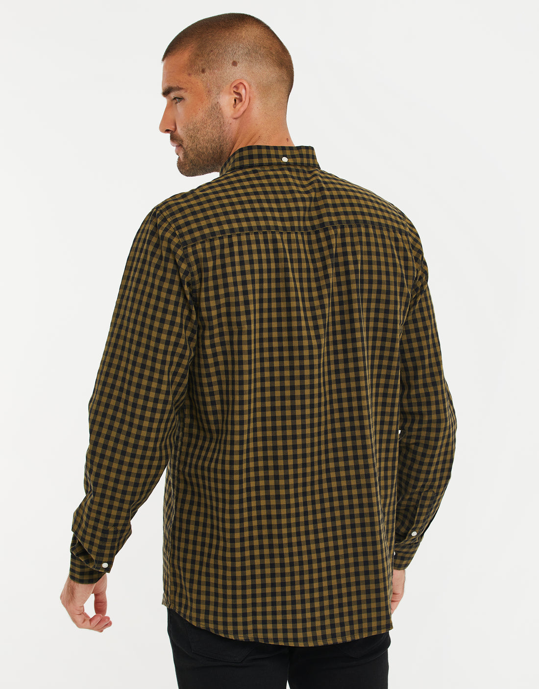 Men's Green Gingham Check Cotton Long Sleeve Shirt – Threadbare