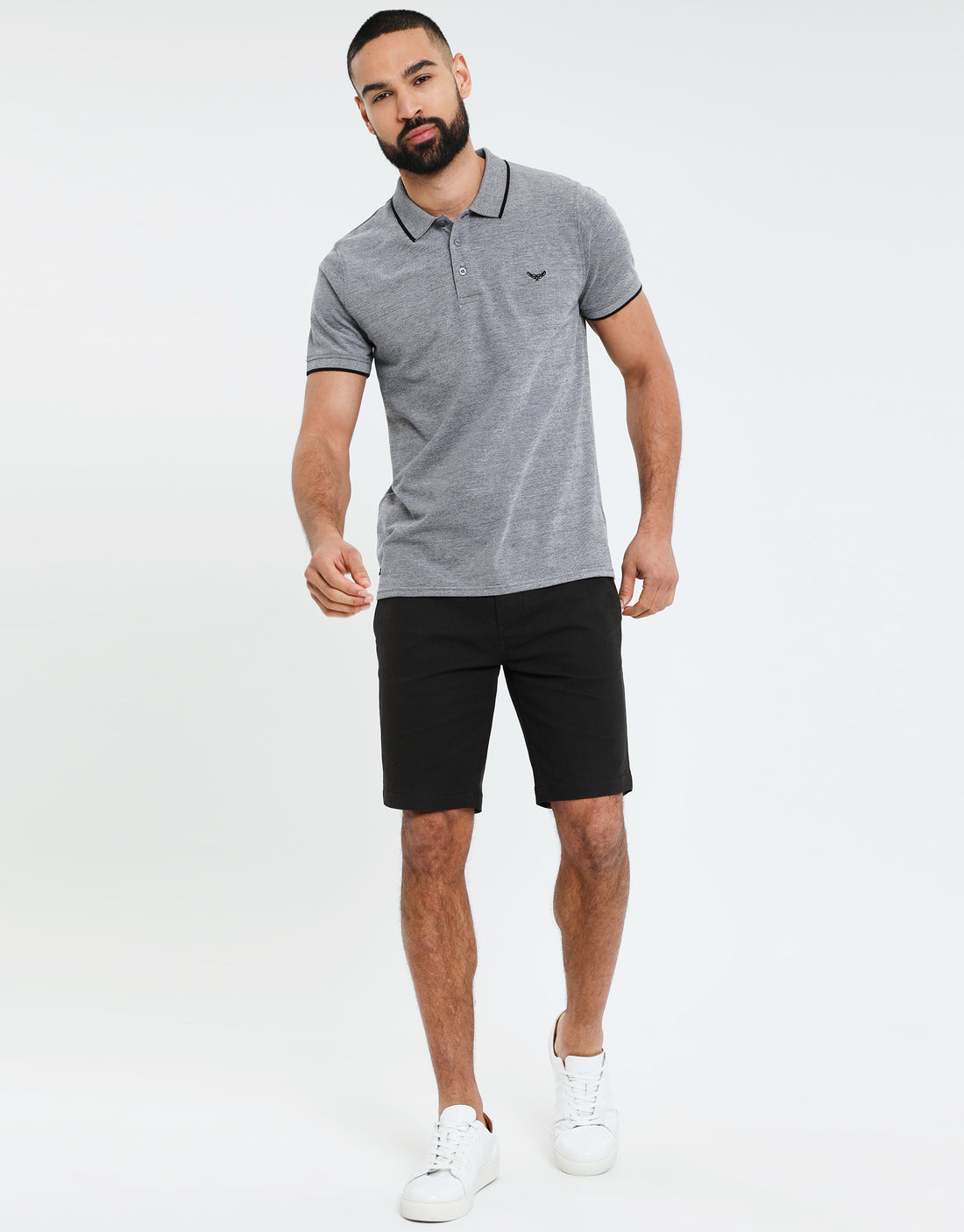 Men's Grey Marl Birdseye Pique Classic Short Sleeve Polo Shirt – Threadbare