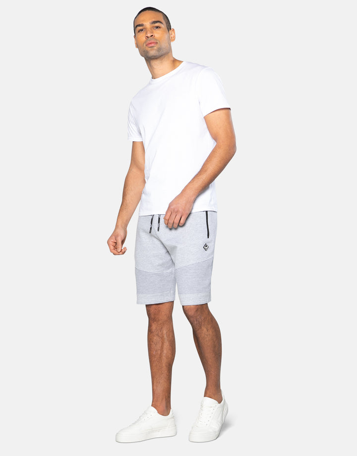 Light Grey Ribbed Panel Fleece Shorts