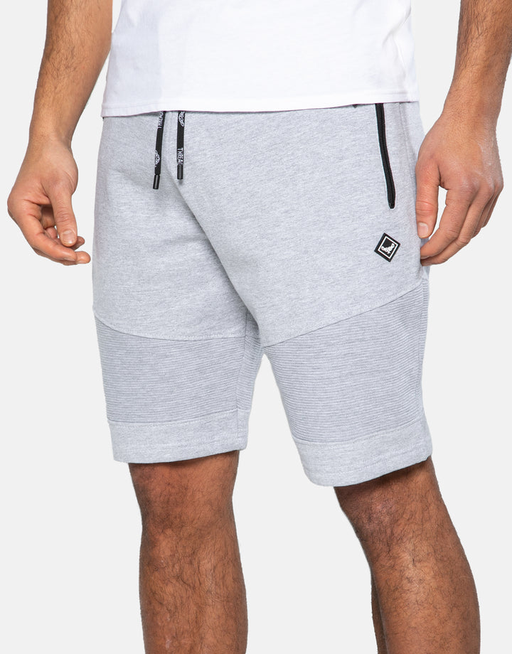 Light Grey Ribbed Panel Fleece Shorts