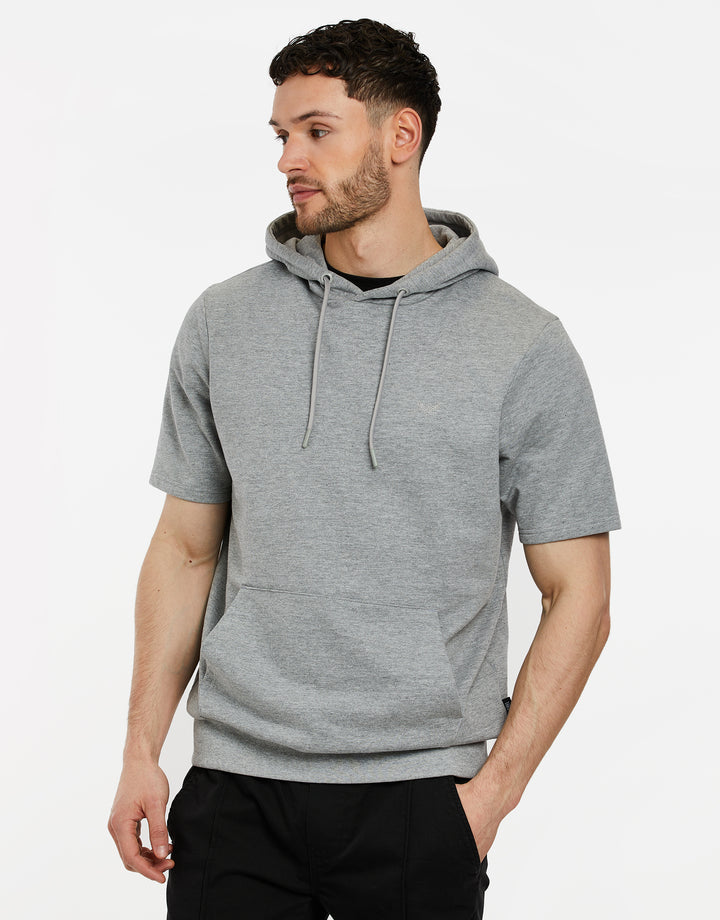 Grey Marl Short Sleeve Overhead Hoodie