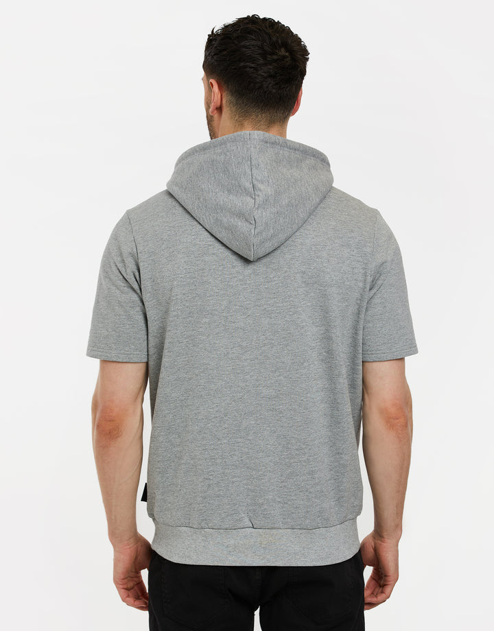 Grey Marl Short Sleeve Overhead Hoodie
