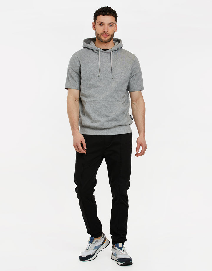 Grey Marl Short Sleeve Overhead Hoodie