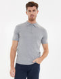 Grey Marl Textured Quarter Zip Knitted Polo