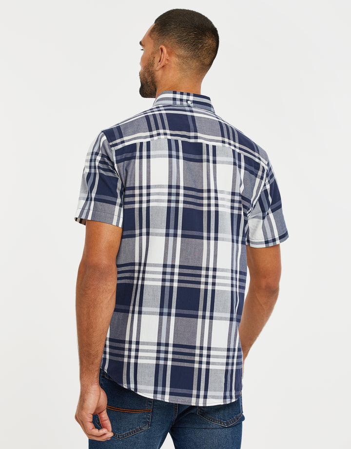 Grey Oxford Check Short Sleeve Shirt