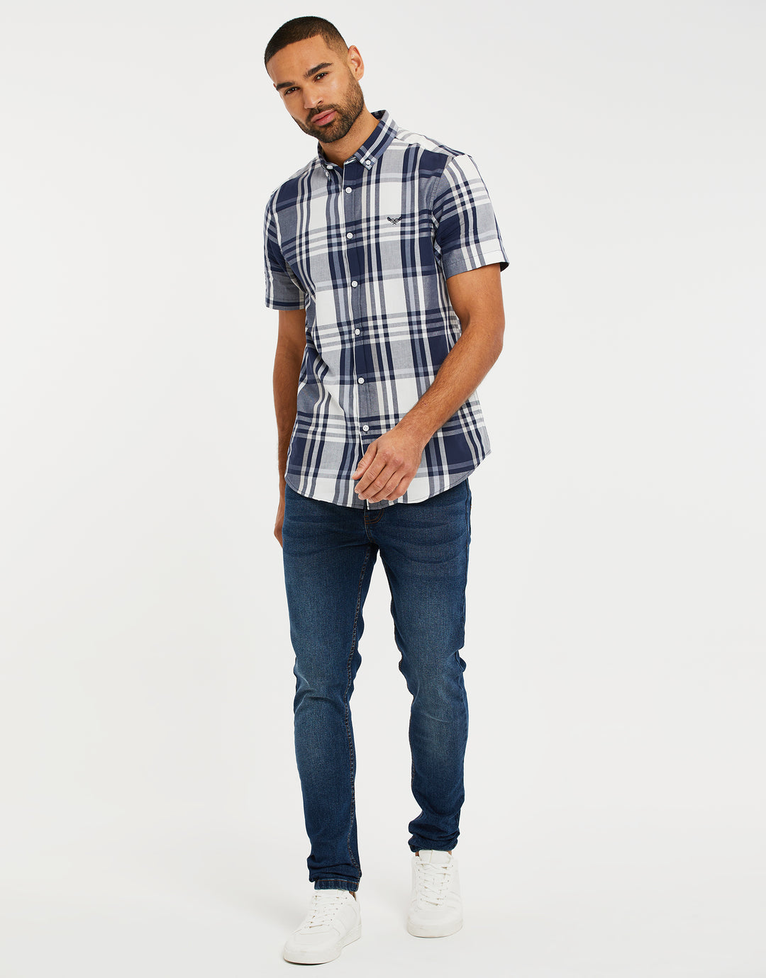 Grey Oxford Check Short Sleeve Shirt