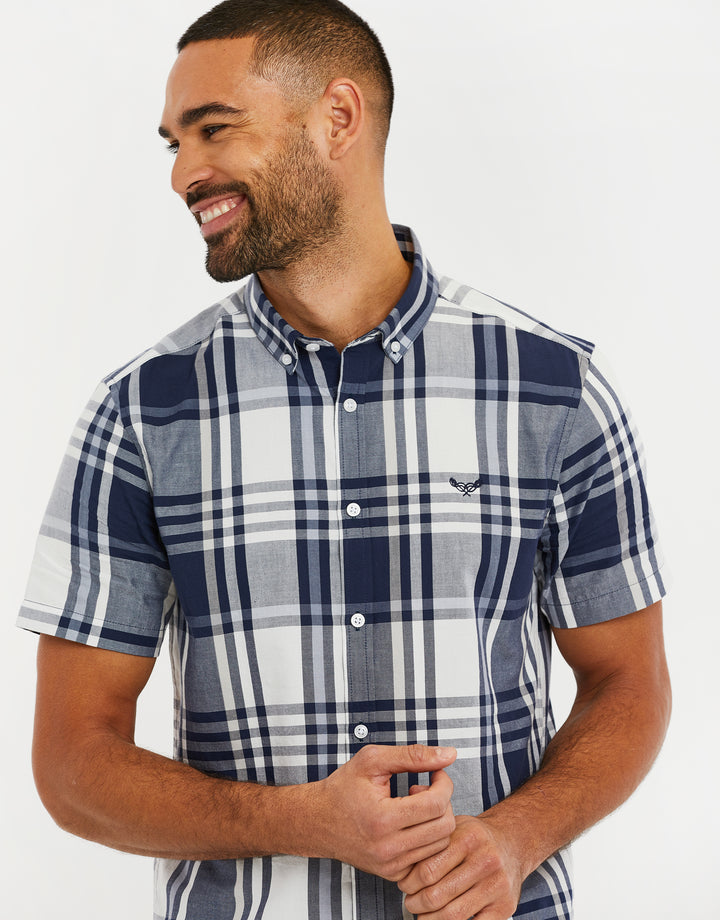 Grey Oxford Check Short Sleeve Shirt