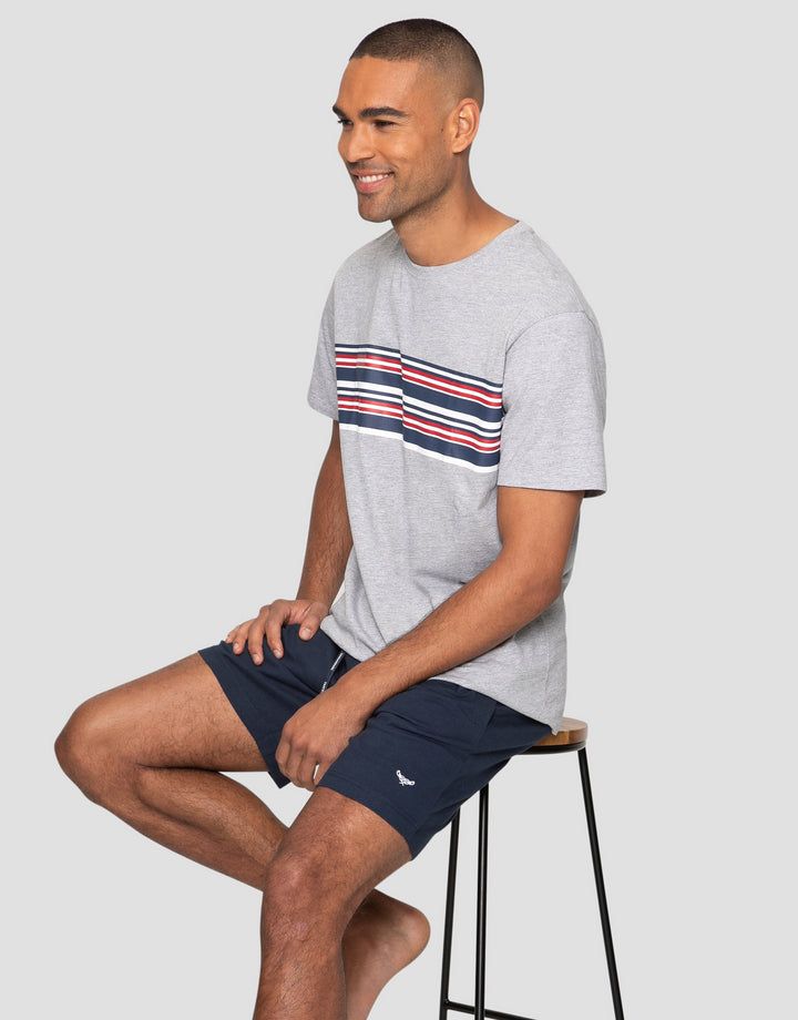 Grey Striped Jersey Short Pyjamas (2-Piece Set)