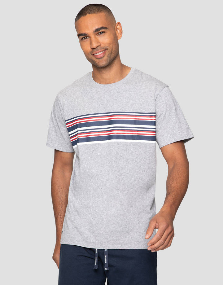 Grey Striped Jersey Short Pyjamas (2-Piece Set)