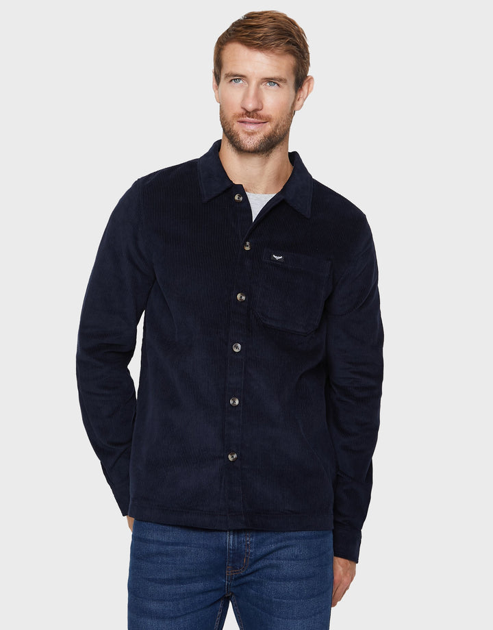 Iron Navy Plain Cord Casual Shirts