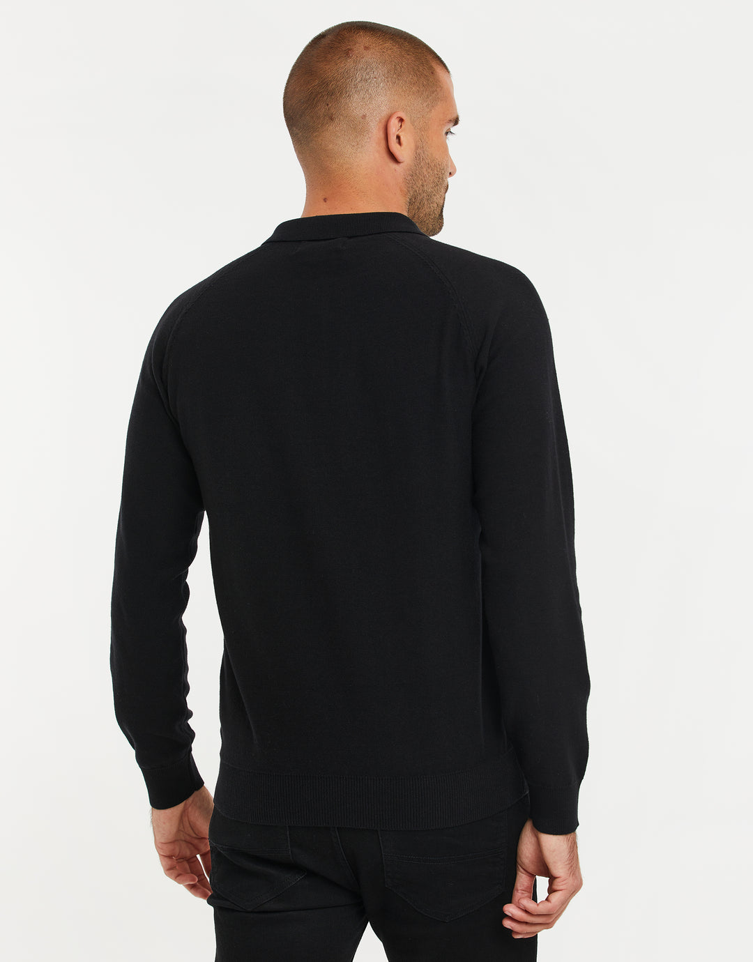 Black Long Sleeve Polo Jumper
