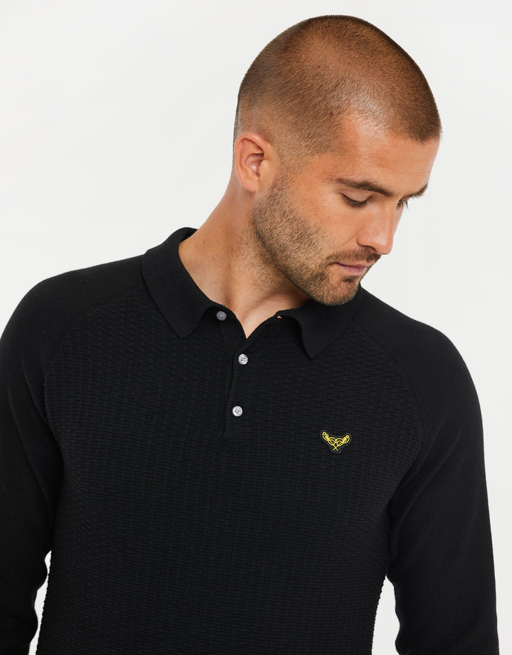 Black Long Sleeve Polo Jumper