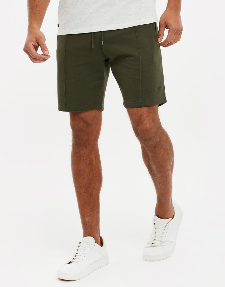 Khaki Green Fleece Sweat Shorts